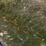 Con il pallino è evidenziato l'epicentro della prima scossa a Pieve Fosciana (Lucca)