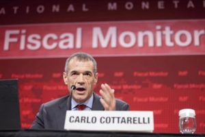 IMF's Director of Fiscal Affairs Department Cottarelli presents Fiscal Monitor Press Conference at IMF Headquarters in Washington
